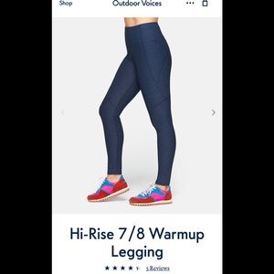Outdoor Voices Hi-Rise Warmup Legging, Large, Navy